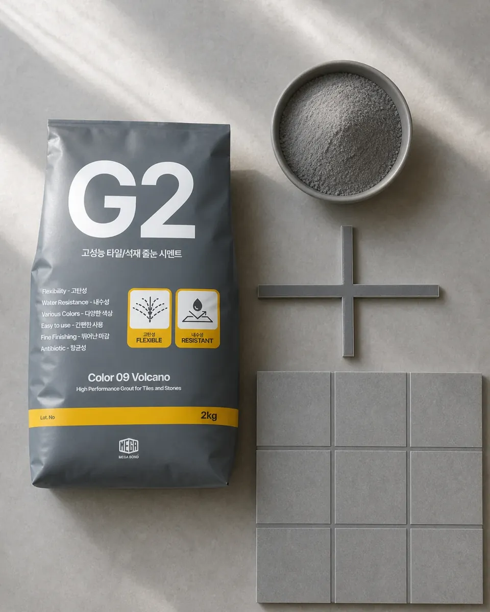 줄눈시멘트 G2 Color 08 Dark Gray 포장과 회색 타일 이미지